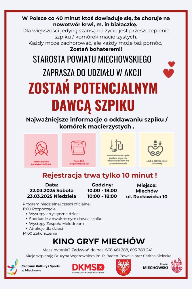 Plakat informujący o akcji Zostań dawcą szpiku